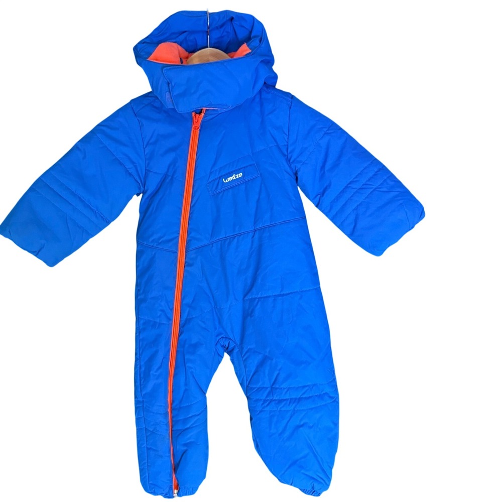 Wedze Kids Snowsuit Baby Blue‎ Puffer Hooded Full Zip Size 2 Years Winter Ski